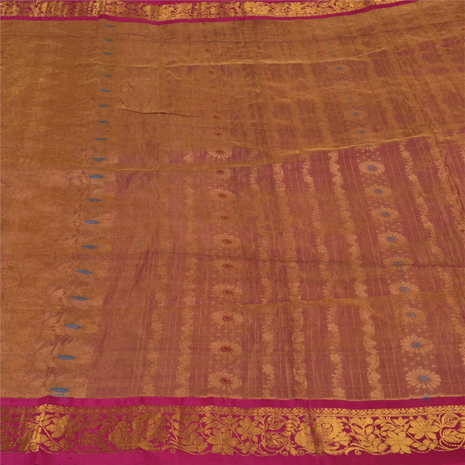 Sanskriti Vintage Pink Sarees Pure Silk Woven Rare Kanjivaram Sari Fabric