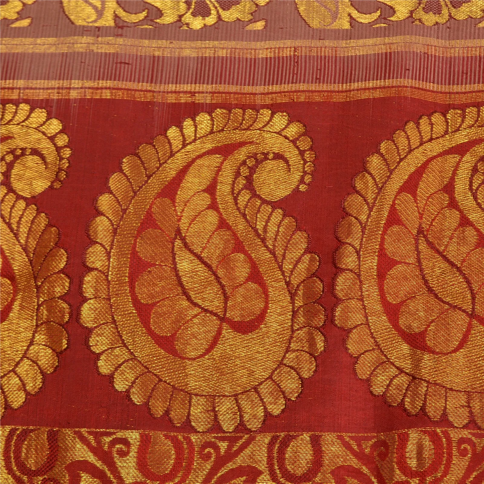 Sanskriti Vintage Pink/Red Woven Kanjivaram Special Sarees Pure Silk Fabric/Sari