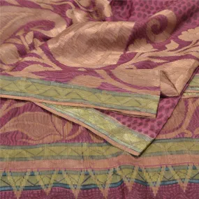 Sanskriti Vintage Purple Indian Sarees 100% Pure Silk Woven Sari 5 YD Fabric