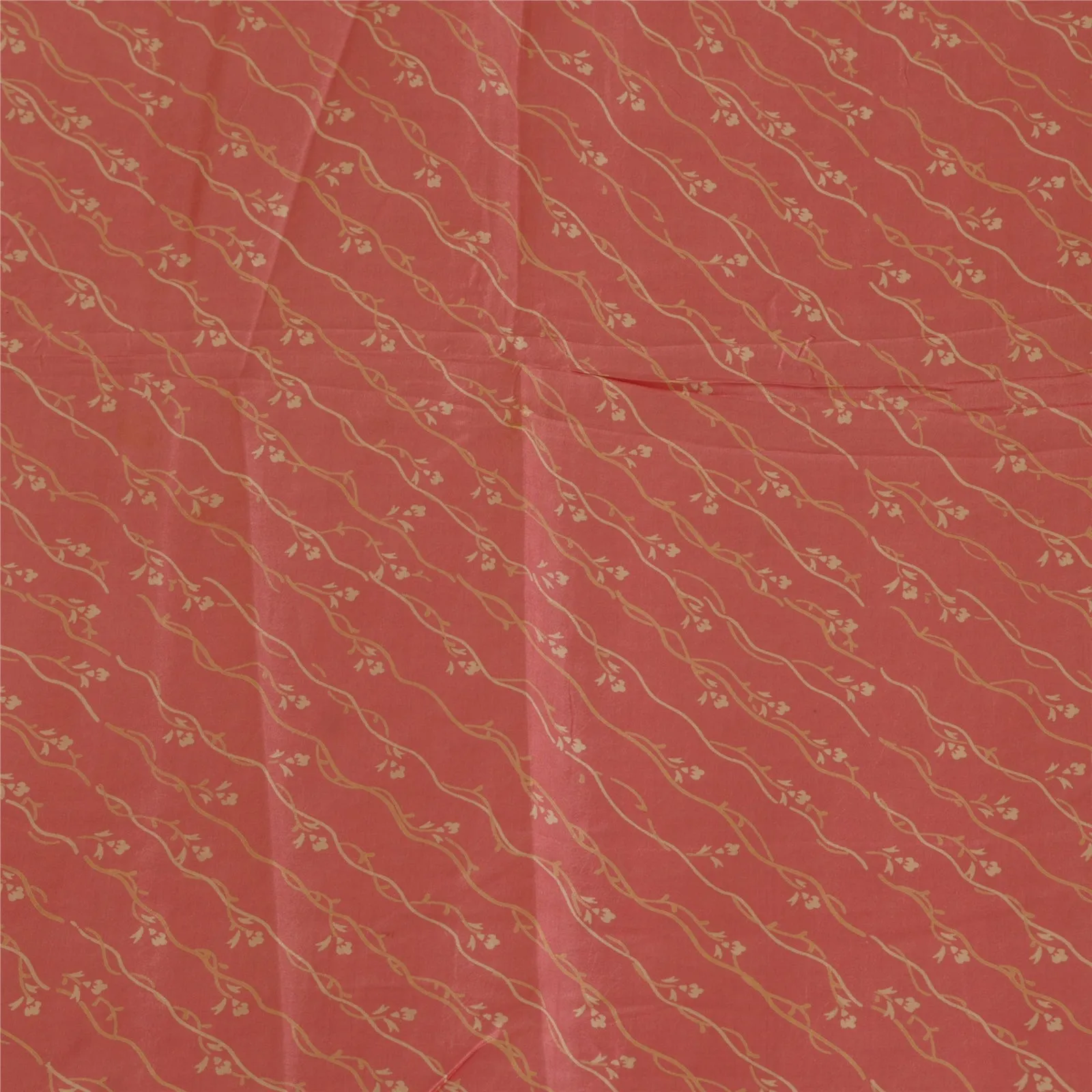 Sanskriti Vintage Sarees Blush-Pink Pure Silk Printed Sari 6yd Soft Craft Fabric