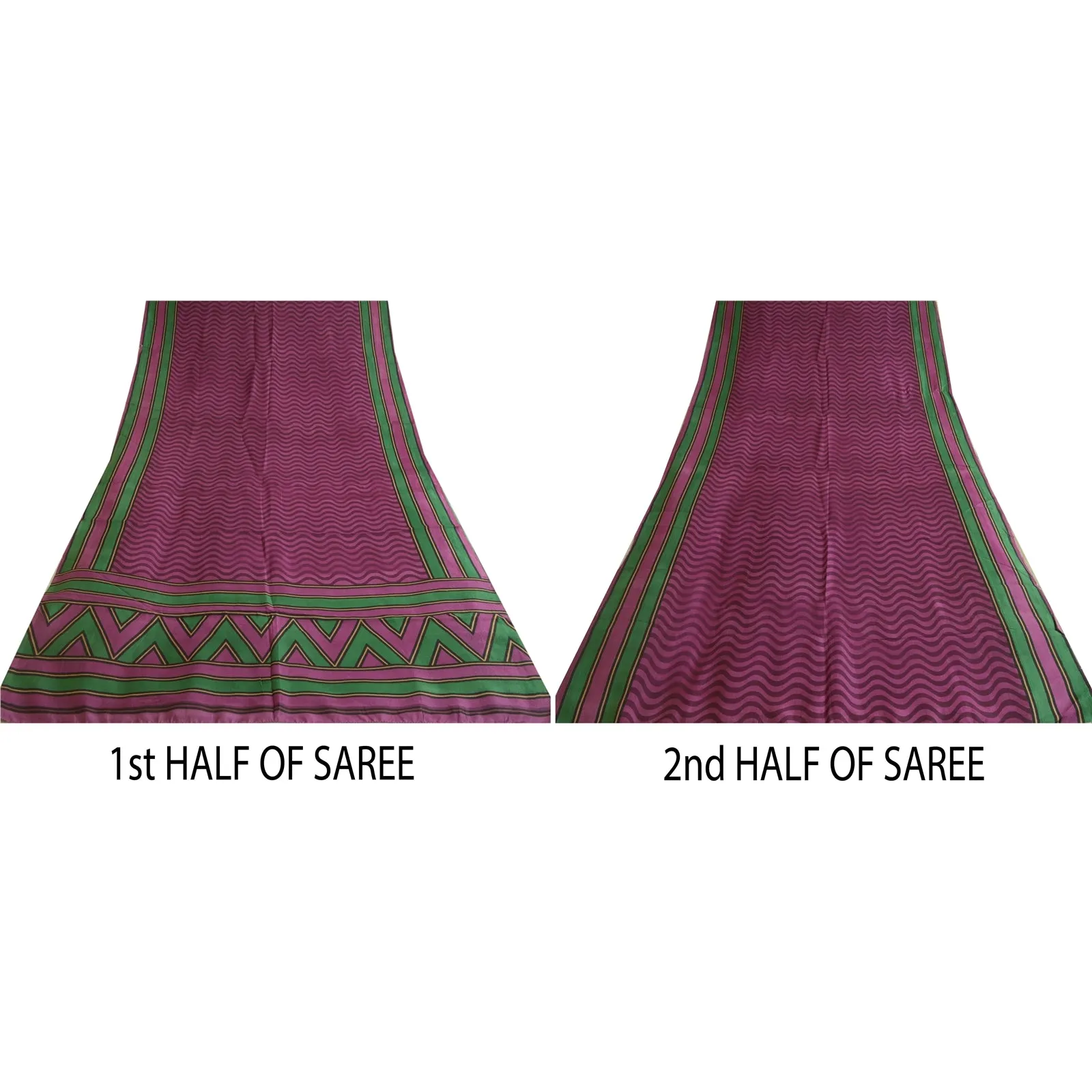 Sanskriti Vintage Sarees Indian Purple Pure Silk Printed Sari 5yd Craft Fabric