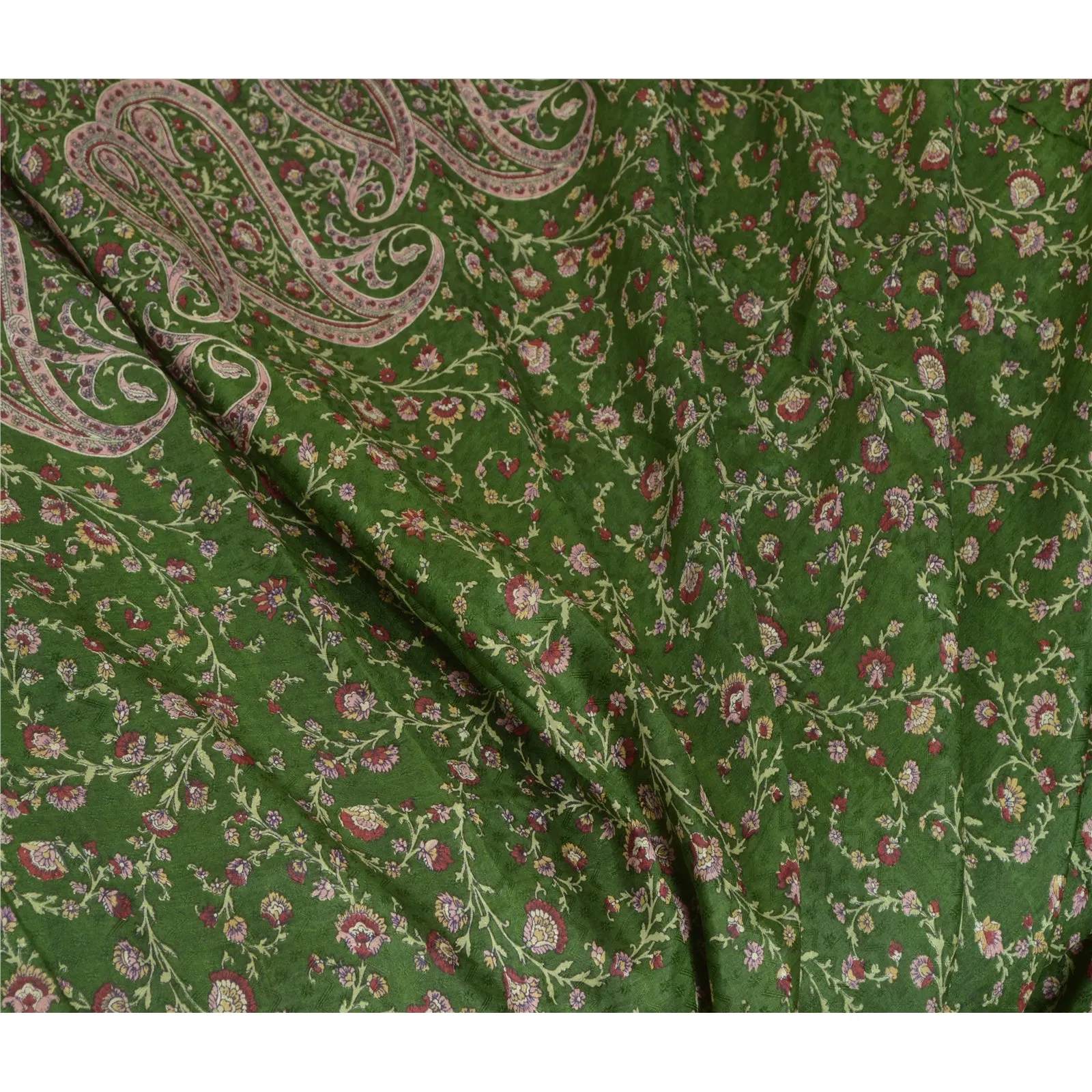 Sanskriti Vintage Sarees Printed Quilting Felting Craft Fabric Pure Silk Sari