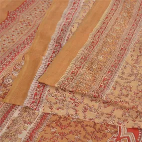 Sanskriti Vintage Sarees Pure Silk  Quilting Felting Craft Fabric Printed Sari