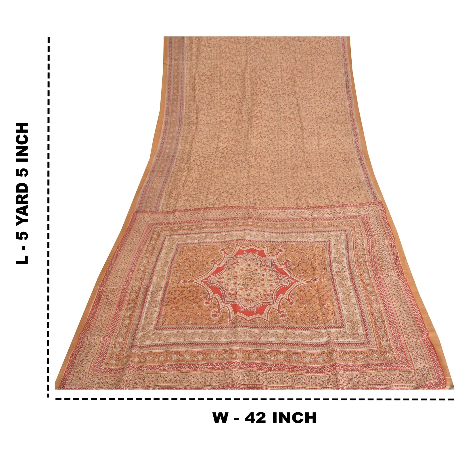 Sanskriti Vintage Sarees Pure Silk  Quilting Felting Craft Fabric Printed Sari