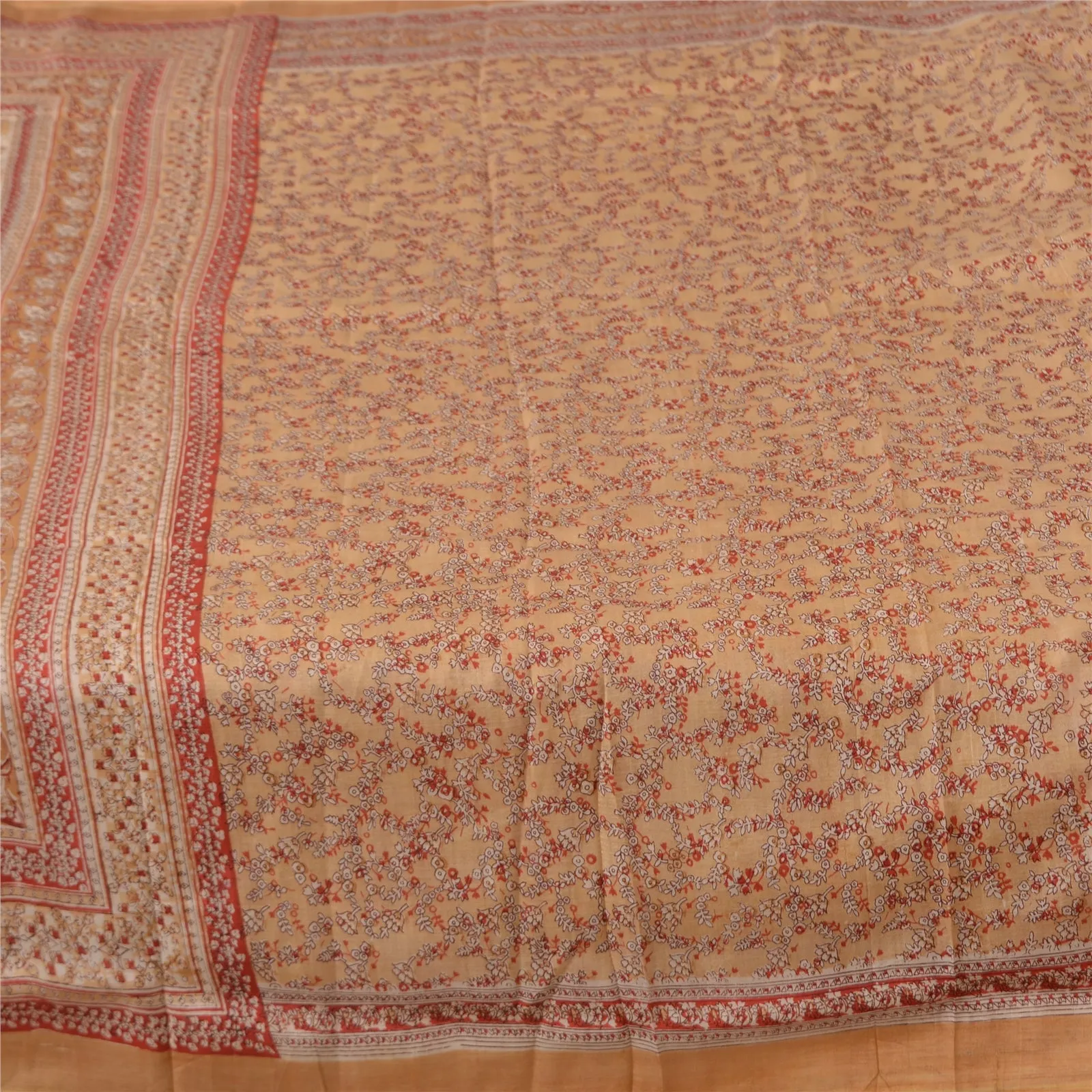 Sanskriti Vintage Sarees Pure Silk  Quilting Felting Craft Fabric Printed Sari