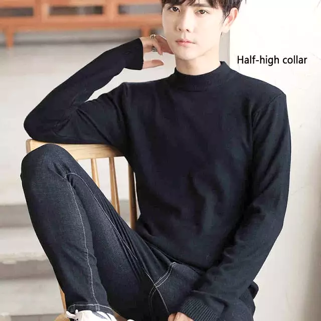 Sexy Brand Knitted Pullovers Men Solid Color Casual Male Sweater