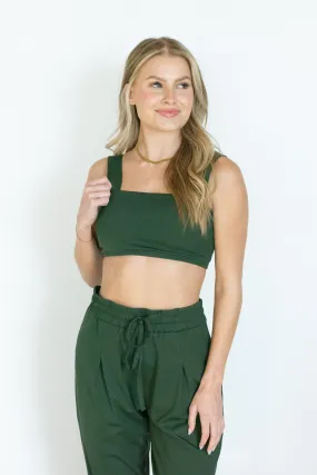 Signature Sunday Forest Green Square Neck Sports Bra