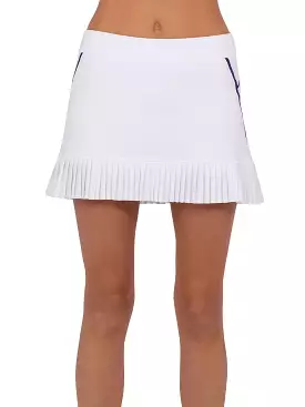 Sinclaire 13 1/2 Pleated Hem Golf And Tennis Skirt - White/Imperial