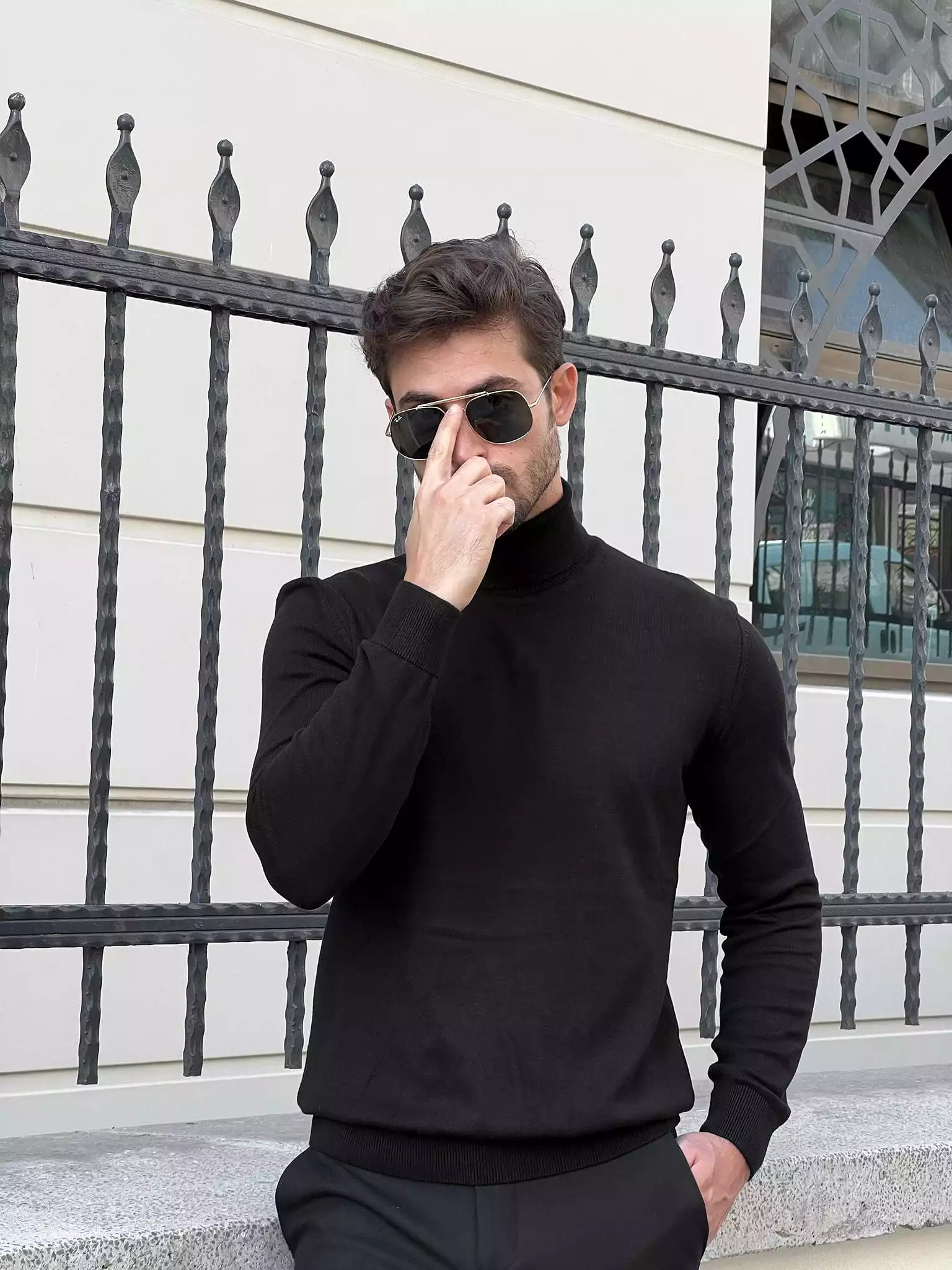 Slim Fit Black Turtleneck Sweater