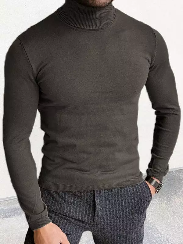 Slim Fit Knit Pullover Men Turtleneck Sweater