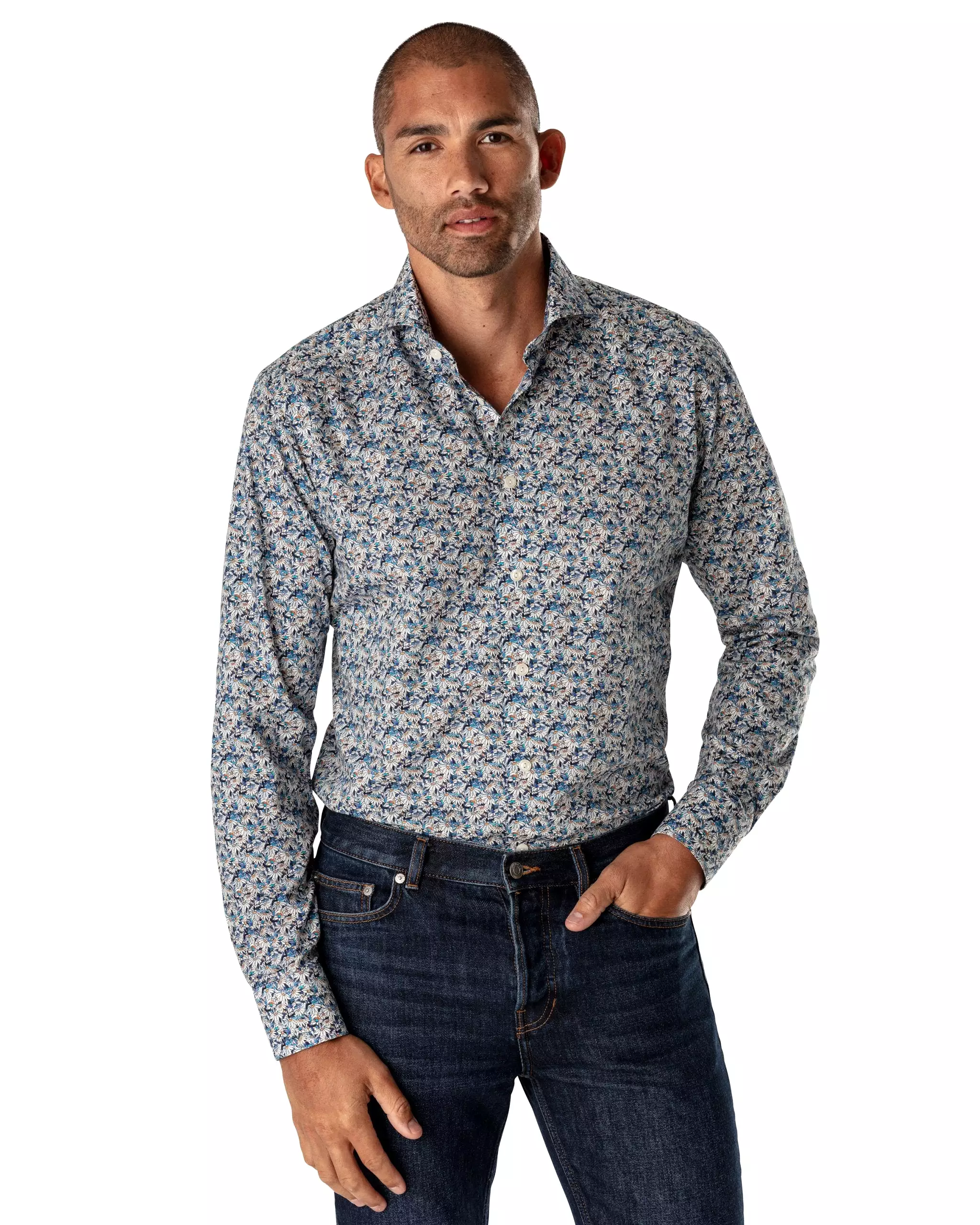 Slim Fit - Stained Floral Signature Twill Shirt