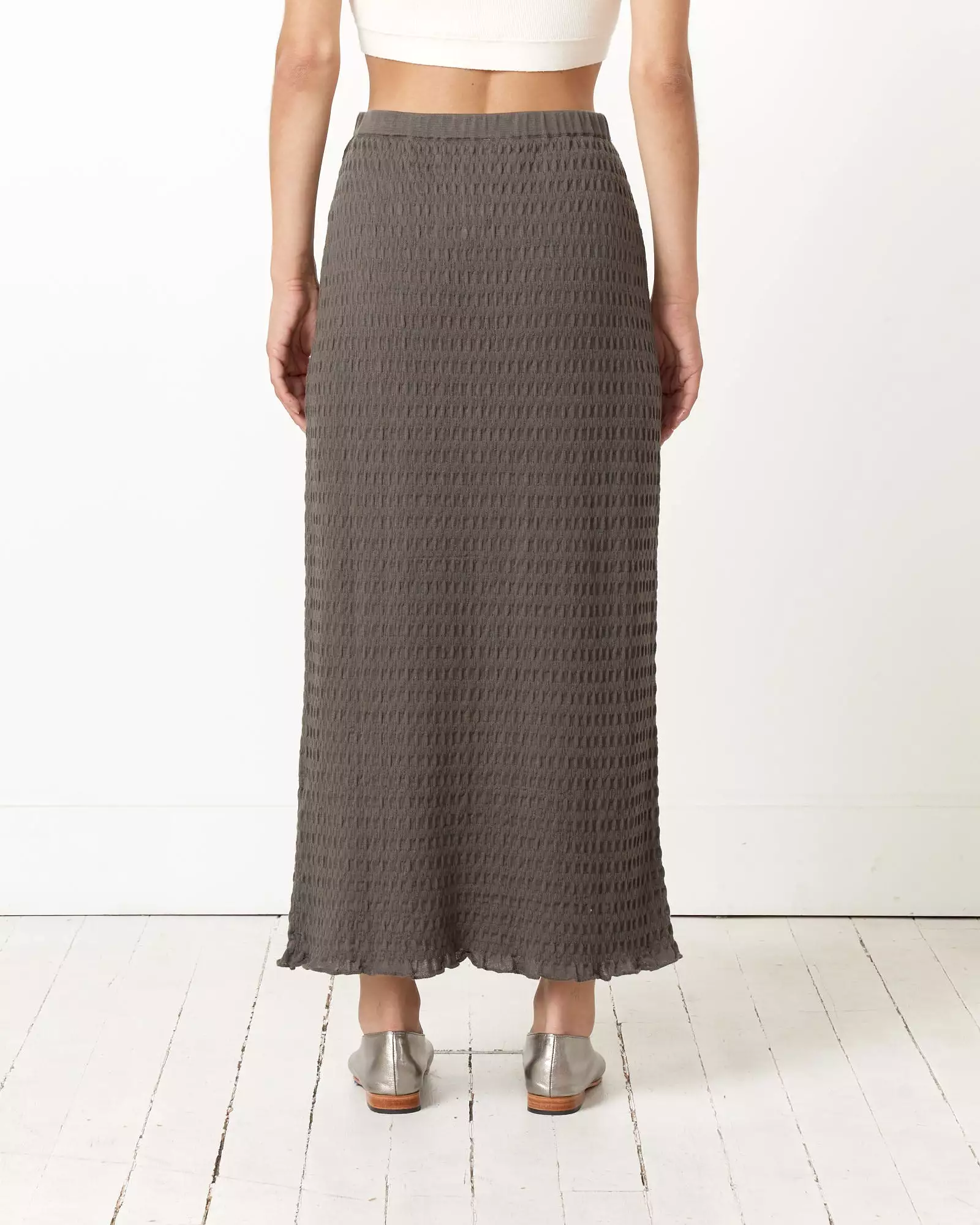 Smocked Skirt in Coal