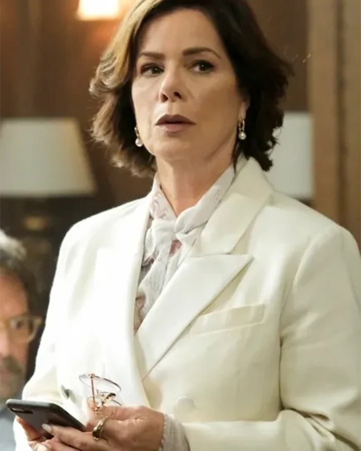 So Help Me Todd Marcia Gay Harden White Peacoat