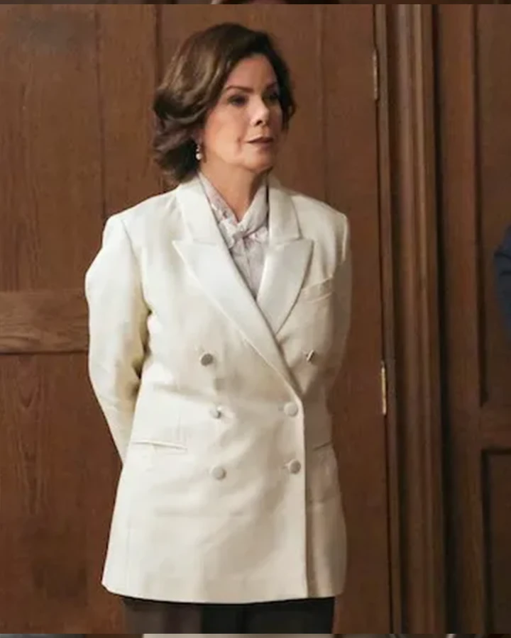 So Help Me Todd Marcia Gay Harden White Peacoat