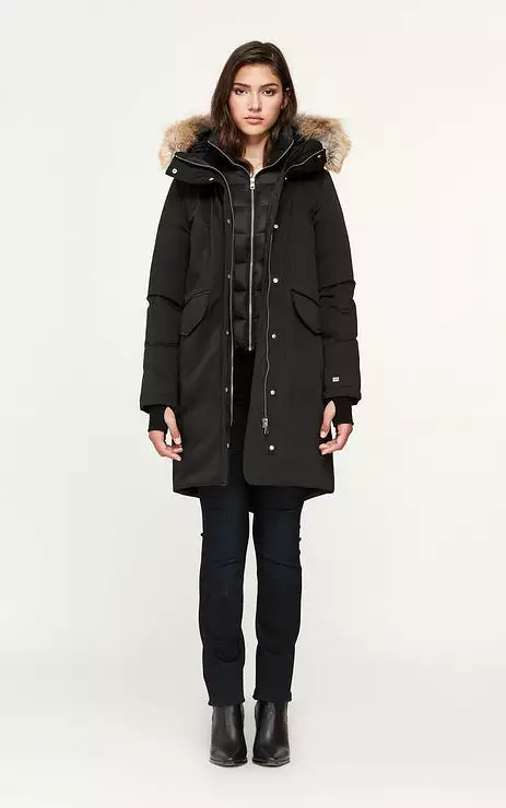 SOIA & KYO WOMENS PAYTON STRAIGHT-FIT CLASSIC DOWN COAT BLACK