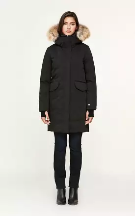 SOIA & KYO WOMENS PAYTON STRAIGHT-FIT CLASSIC DOWN COAT BLACK