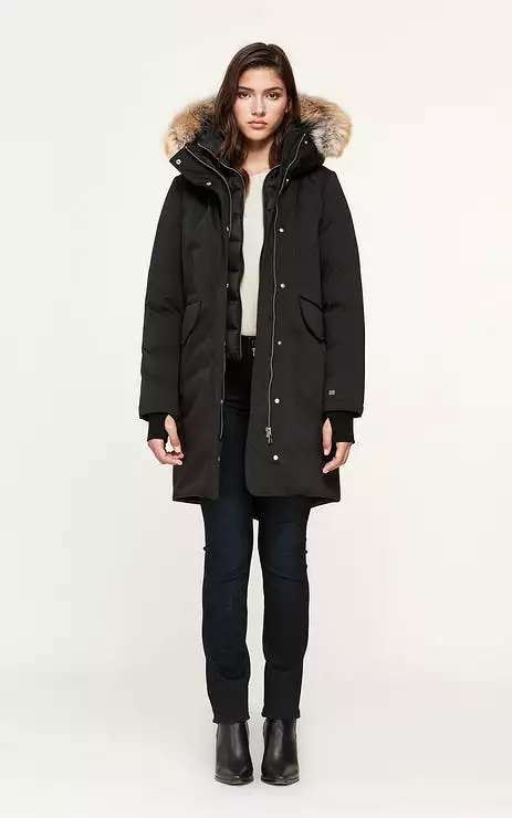 SOIA & KYO WOMENS PAYTON STRAIGHT-FIT CLASSIC DOWN COAT BLACK