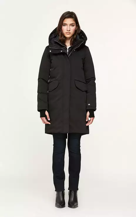 SOIA & KYO WOMENS PAYTON STRAIGHT-FIT CLASSIC DOWN COAT BLACK