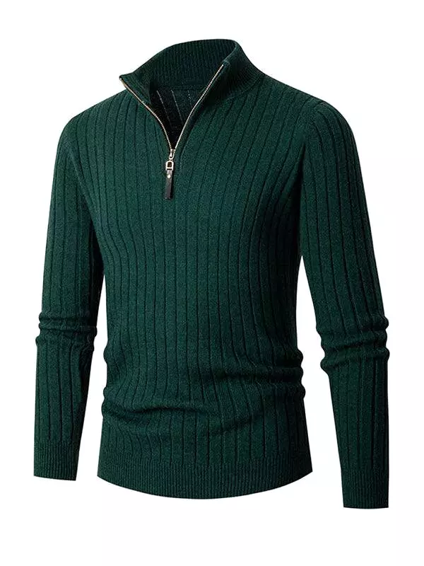 Solid Stretch Men Turtleneck Sweater