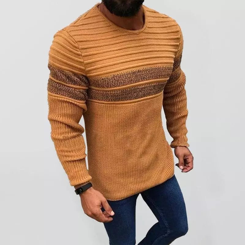 Striped Crew Neck Men Pullover Sweater