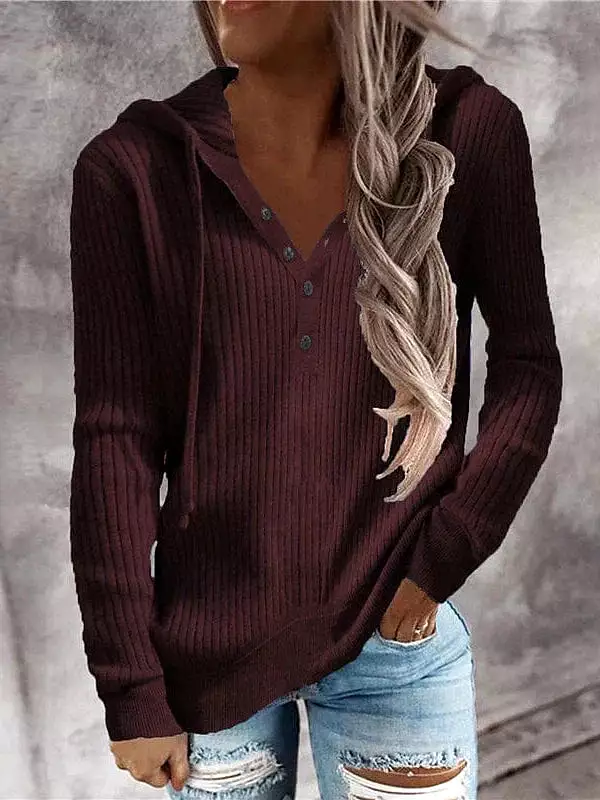 Stylish Chunky Cable Knit Women's Sweater Pullover with Buttons and Pockets