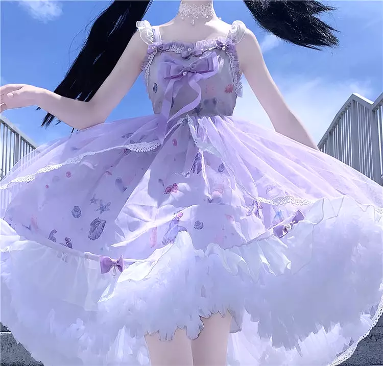 Sweet Purple Bow Lolita Dress / Shawl AD12524