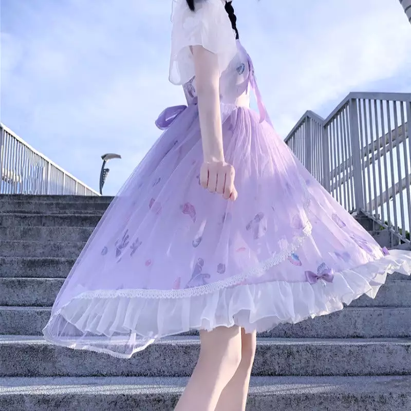 Sweet Purple Bow Lolita Dress / Shawl AD12524