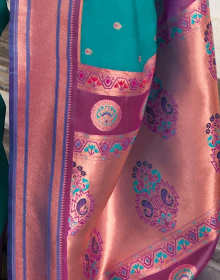 Teal Blue Silk Woven Sarees