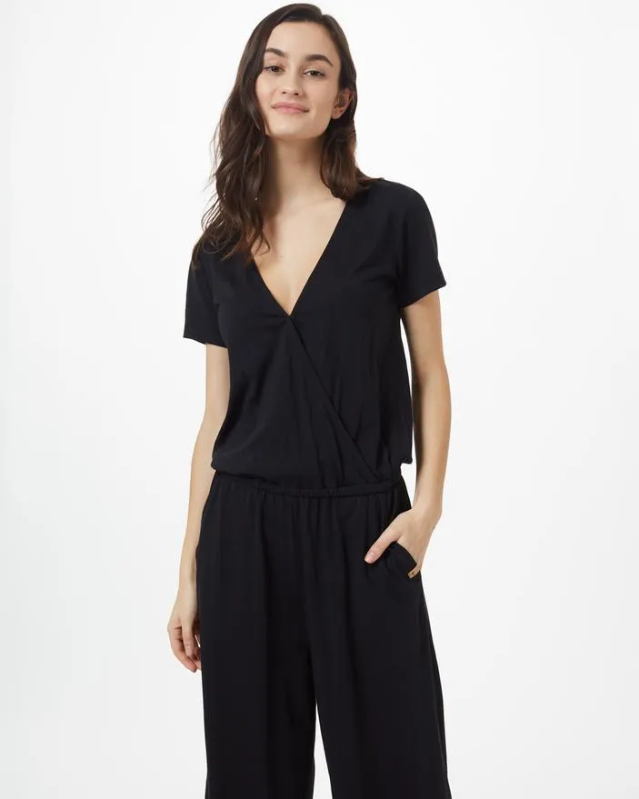 Tentree Blakely Short Sleeve Knit Jumpsuit in Meteorite Black