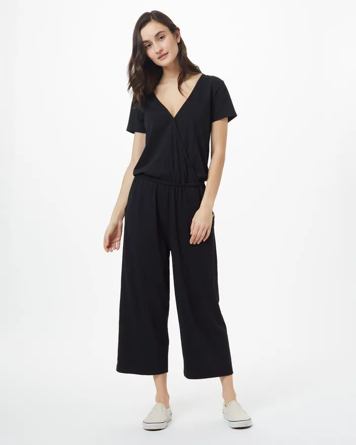 Tentree Blakely Short Sleeve Knit Jumpsuit in Meteorite Black