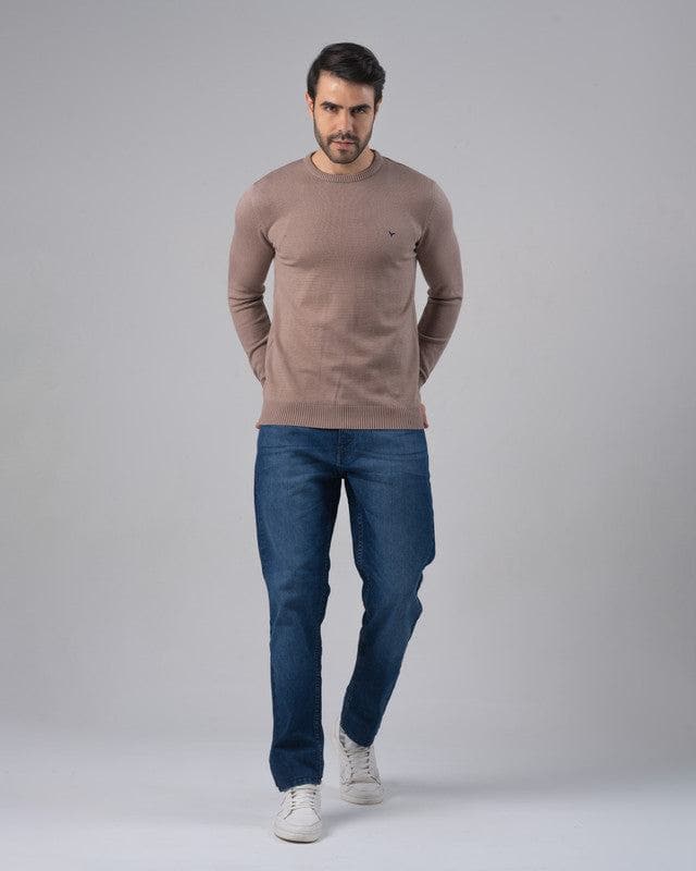 TEXTURED COTTON SWEATER - BEIGE