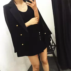 Trendy Gold Buttons Blazer Women - Casual - Plain-Solid