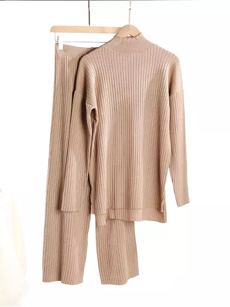 Turtleneck Women Pants Sweater Set