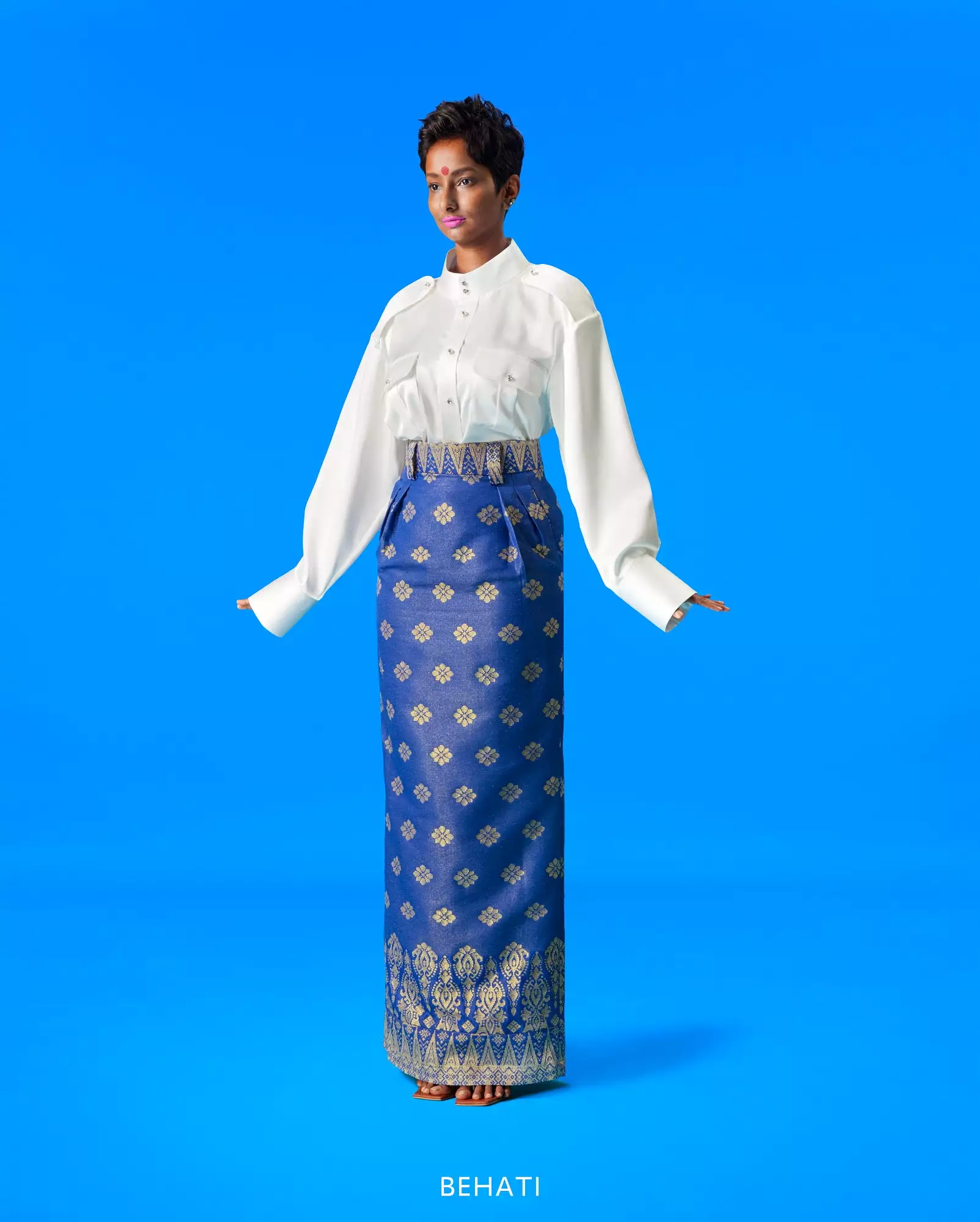 Upcycled Biru Songket Skirt