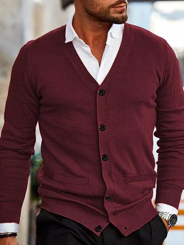 V-Neck Men Cardigan Sweater