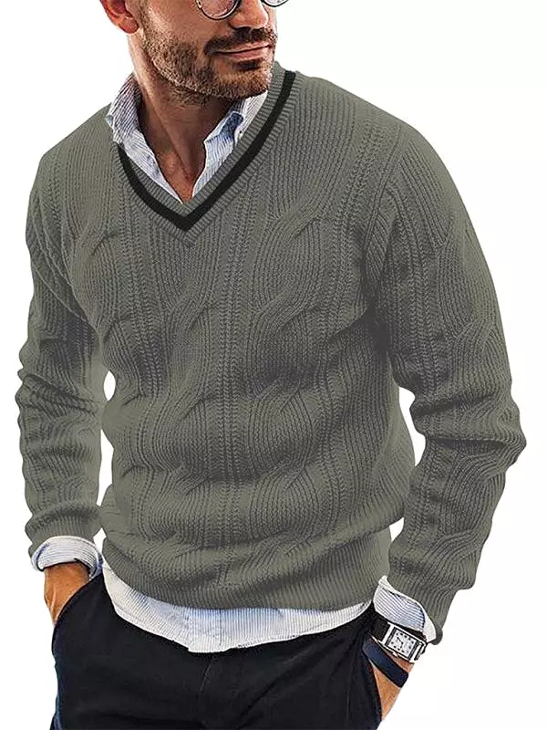 V-Neck Slim Fit Men Pullover Sweater