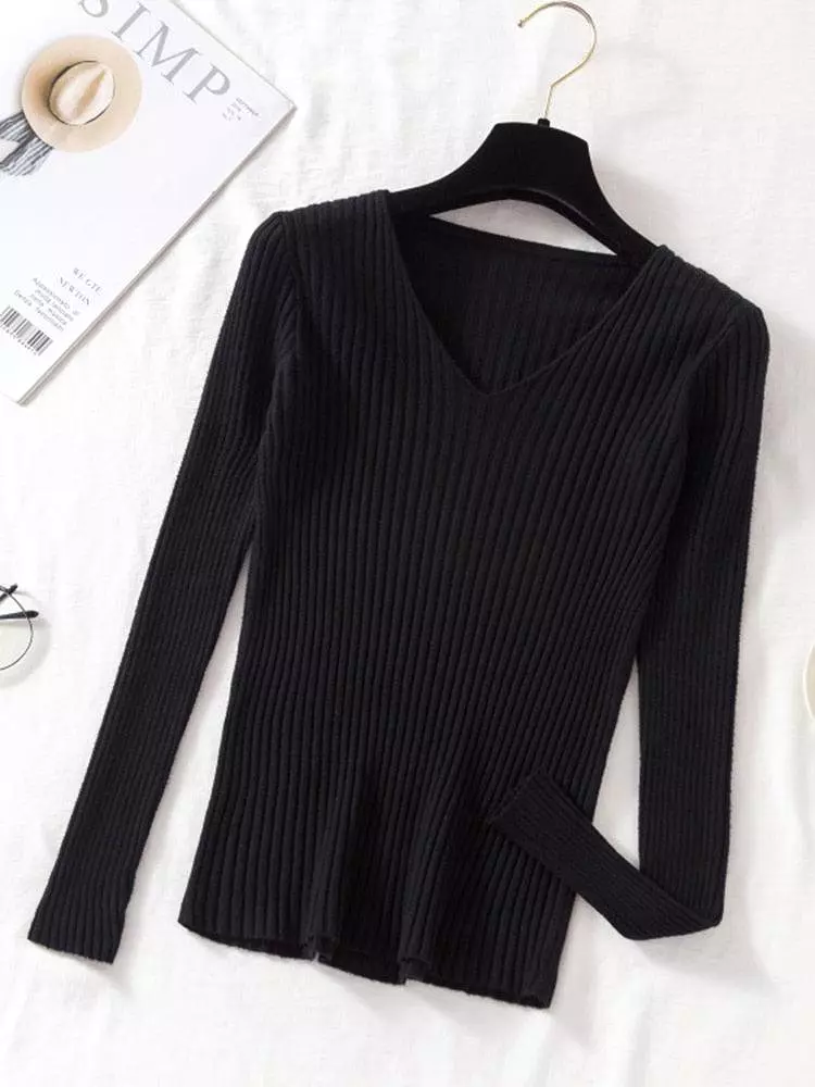 V-Neck Women Pullover Sweater