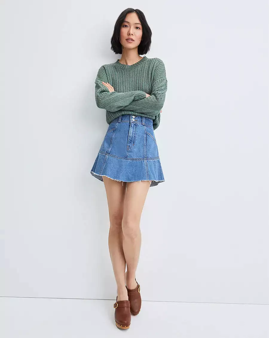 VERONICA BEARD Lavelle Ruffled Denim Skirt