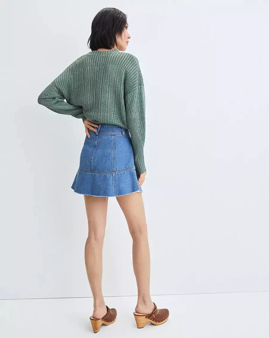 VERONICA BEARD Lavelle Ruffled Denim Skirt