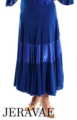 Victoria Blitz Filo Royal Blue Ballroom Practice Skirt with Classic Panel Design, Satin Insert in the Center, and Elastic Waistb