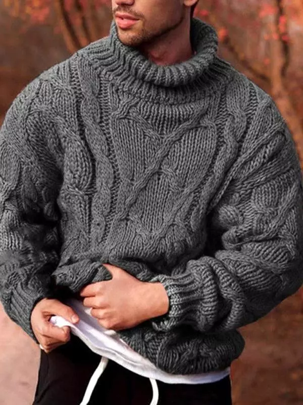 Warm Twist Thick Men Turtleneck Sweater