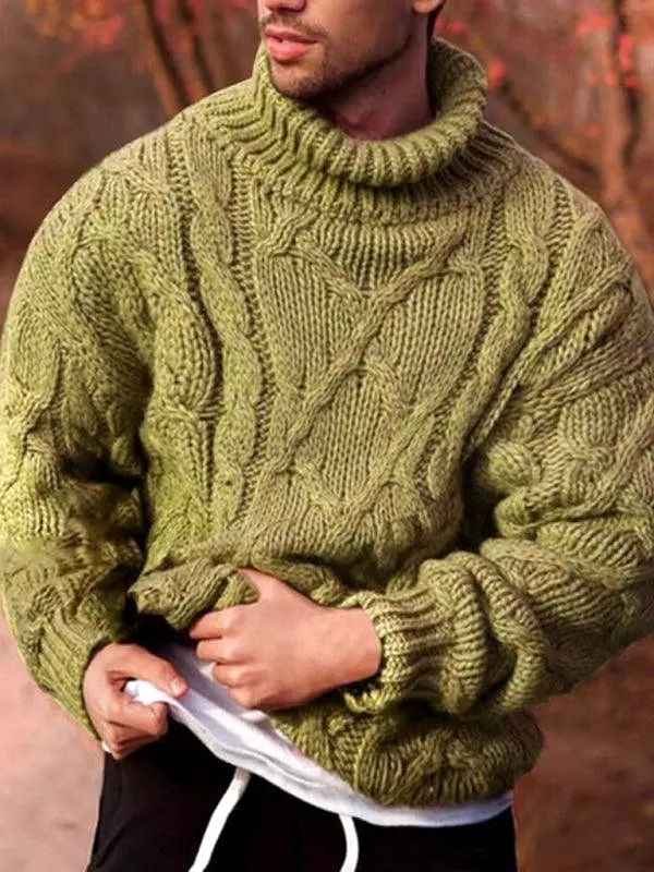 Warm Twist Thick Men Turtleneck Sweater