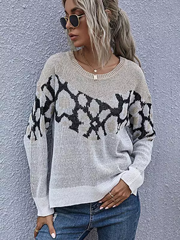 Wild Pattern Pullover Sweatshirt Sweater Women