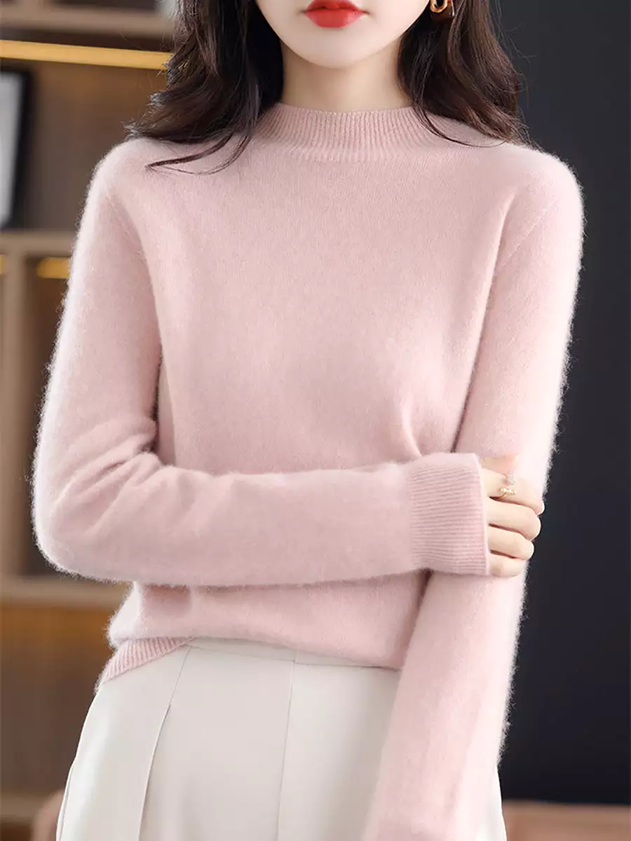 Women Casual Solid Winter Wool Warm Sweater