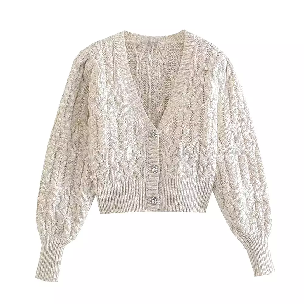 Women Crop Vintage Cardigan Sweaters