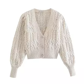 Women Crop Vintage Cardigan Sweaters