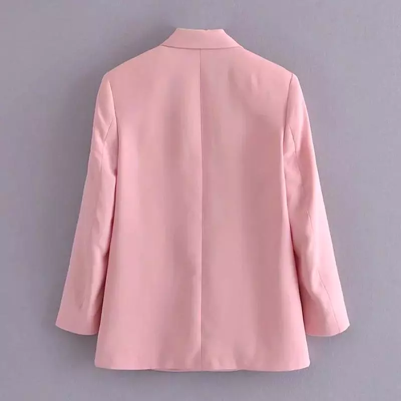 Women Pink Double Breasted Blazer Women - Formal-Business - Plain-Solid