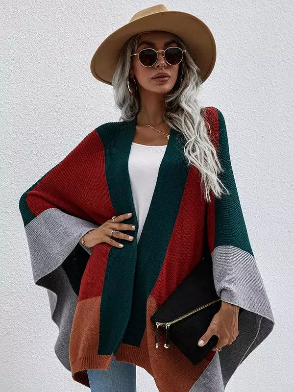 Women Plaid Oversized Loose Poncho