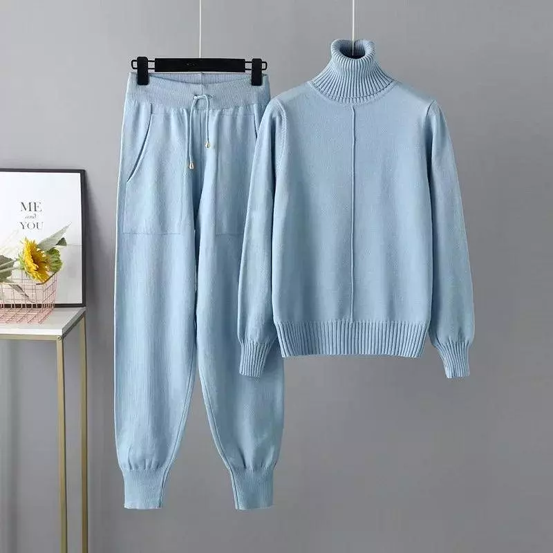 Women Turtleneck Harem Pants Sweater Set