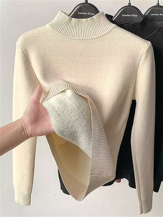 Women's Chunky Turtleneck Oversized Sweater with Ribbed Knit